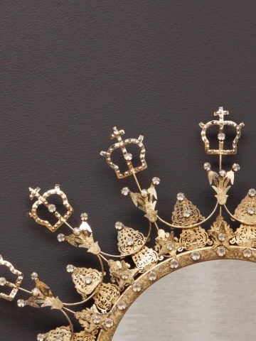 Oglinda de perete, din metal, D48cm, Crown - Img 3