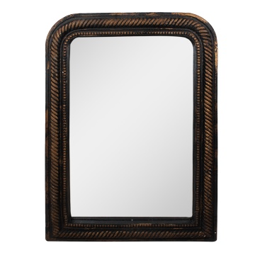 Oglinda de perete, neagra, din metal, cu aspect vintage, 77x6x109 cm