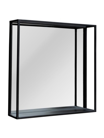 Oglinda de perete, neagra, din metal, Square