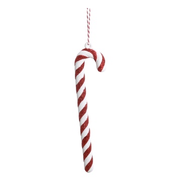 Ornament clasic de Crăciun în formă de bastonaș roșu cu alb, pictat manual, „Classic Cane”