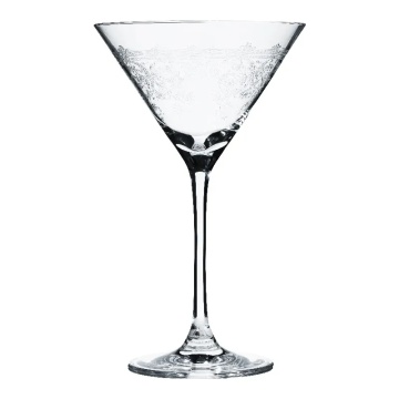 Pahar de martini din sticlă, transparent, cu model în spirală gravat, 210 ml, 18 x 11 cm, „Joséphine”