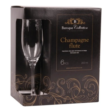 Pahar de șampanie din sticlă, transparent, formă flute, cu model în spirală gravat, 180 ml, 24 x 5 cm, „Joséphine” - Img 4
