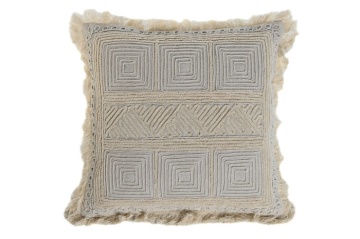 Pernă decorativă din bumbac brodată manual, 45 x 45 cm, bej natural, „Jaipur"