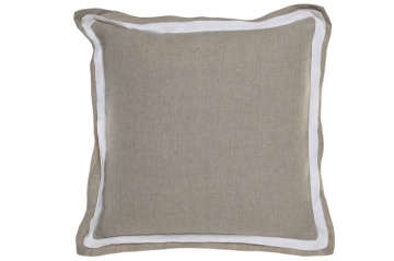 Pernă decorativă pătrată din in natural, 50 x 50 cm, 525 g, bej natural, husă cu fermoar, „Linen Cushion Square"