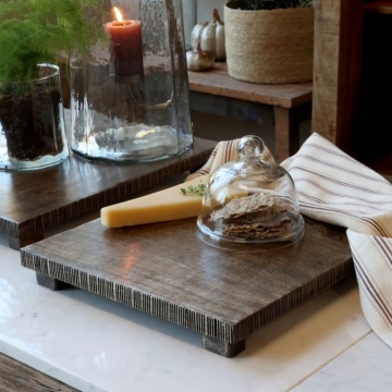 Platou decorativ din lemn masiv de mango, natur, 4×30×30 cm, „Tours" - Img 2