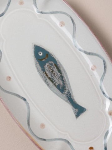 Platou oval din ceramică, albastru, 23×12 cm, "Marine" - Img 4