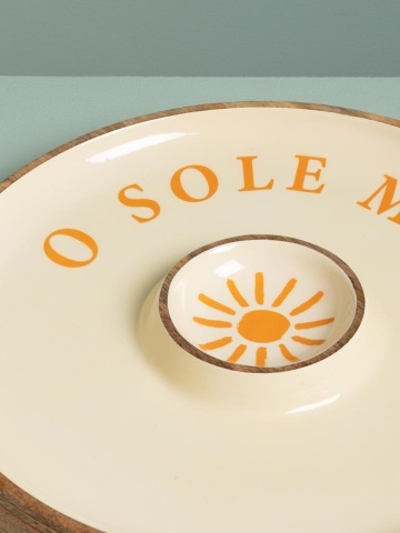 Platou servire din lemn de mango , cu compartiment sos , " O sole mio " - Img 4