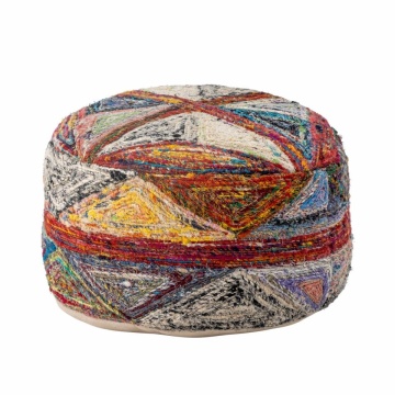 Puf rotund din bumbac colorat, lucrat manual, 40 X 20 cm, Torano