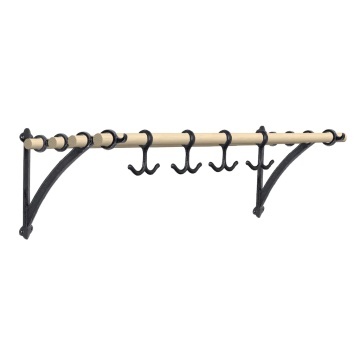 Raft decorativ modern din fier și lemn de fag, negru „Evert”