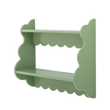 Raft vintage din lemn masiv verde, cu bordură decorativă, „Salla", 49,5 x 15 x 40,5 cm - Img 2