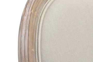 Scaun cu brațe dining din lemn sculptat tapițat cu stofă bej, 56×48×96 cm, „Elysée" - Img 3
