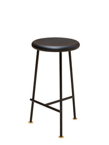 Scaun de bar pentru insulă din lemn de mango și metal, albastru, cu șezut rotund, 60,5 x Ø 32,5 cm, „Motta”