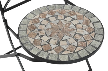 Scaun de exterior din fier forjat, cu design mozaic ceramic, stil mediteraneean, "Tesera" - Img 3