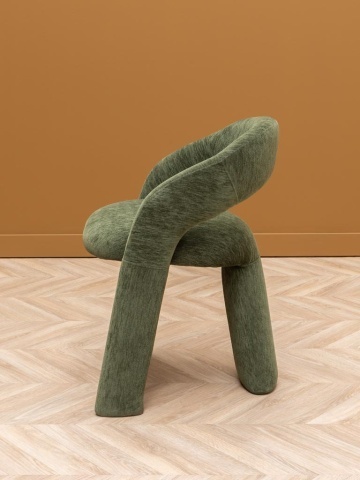 Scaun din bumbac verde, formă asimetrică, cu picioare cilindrice, 73×67×62 cm, „Prato" - Img 9