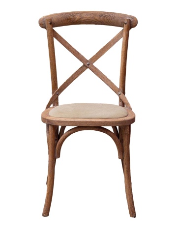 Scaun dining din lemn de stejar și bumbac, bej, cu spătar încrucișat în X, șezut tapițat și arce curbate, 90 x 44 x 42 cm, „Marius”