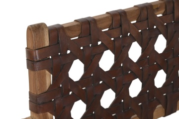 Scaun dining din lemn de tec si piele naturala " Country Leather " - Img 5