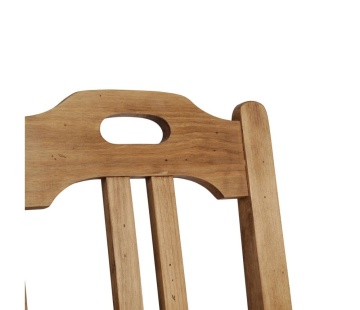 Scaun dining din lemn masiv, maro, cu spătar cu decupaj oval și traverse arcuite, finisaj antichizat, 94 x 40 x 41 cm, „Terroir” - Img 3
