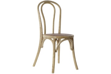 Scaun dining din lemn masiv și rattan împletit, 43×44×89 cm, natur, „Borneo"
