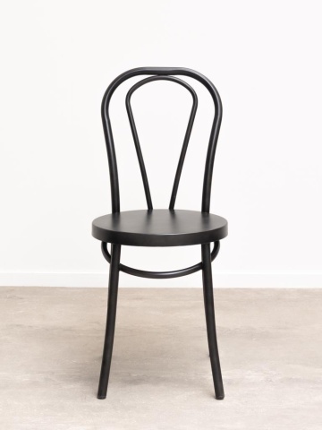 Scaun dining din metal, negru, cu spătar în buclă dublă și șezut rotund, 89 x 39 x 47 cm, „Medley” - Img 2