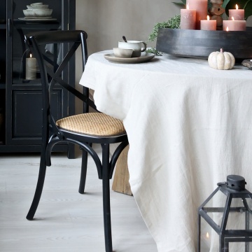 Scaun dining negru din lemn de cauciuc, rattan si rachita, cu aspect vintage, French - Img 2