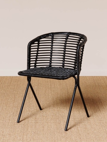 Scaun dining, negru, din rattan, Panama - Img 6