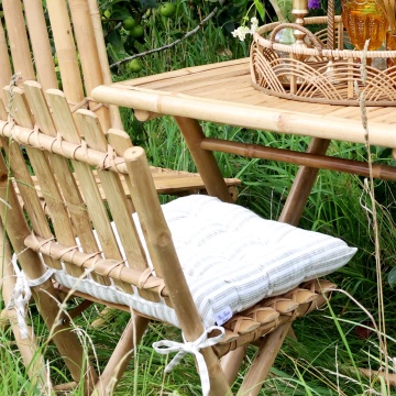 Scaun dining pliabil din bambus, natur, cu spătar din lamele legate în cruce și picioare încrucișate în X, 92 x 50 x 42 cm, „Lombok” - Img 2