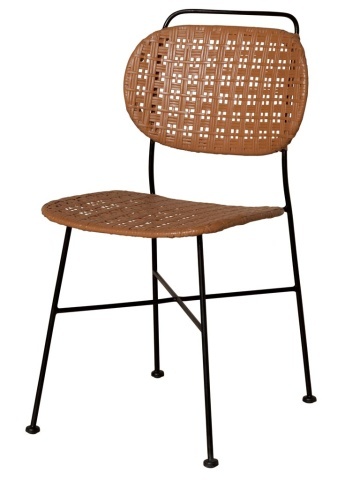 Scaun terracotta din metal si rattan, "Auro"