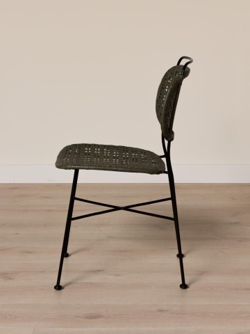Scaun verde din metal si rattan, "Auro" - Img 4