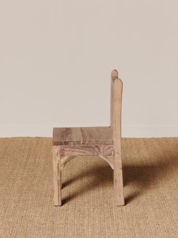 Scăunel din lemn de acacia, natur, cu spătar și arcade sub șezut, 57 x 30 x 30 cm, „Lilliput” - Img 5