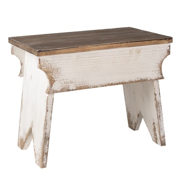 Scaunel din lemn masiv, aspect vintage, 47x29x38 cm, Bany