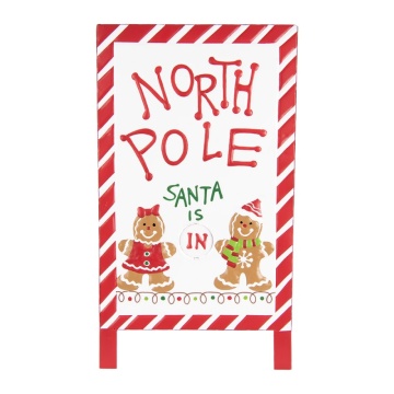 Semn decorativ de Crăciun din metal alb și roșu, 29x16x51 cm, „North Pole” - Img 3