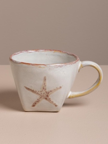 Set 2 cești de cafea din gresie ceramică, H7 cm, "Marine" - Img 5