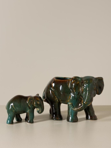 Set 2 elefanți decorativi din ceramică, H16 cm, "Majestic" - Img 3