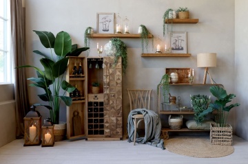 Set 2 felinare natur, din lemn, Décor - Img 3