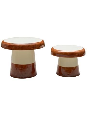 Set 2 masute de cafea din metal, "Shiitake"