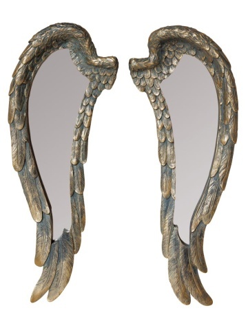 Set 2 oglinzi de perete, din lemn sculptat, Wings