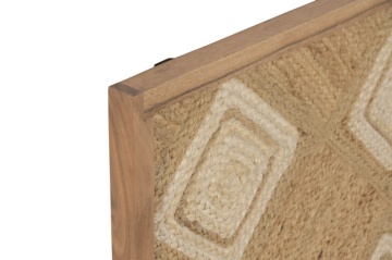 Set 2 tablouri decorative din iută cu relief în ramă din lemn de acacia, 60×90 cm, „Hemp" - Img 5