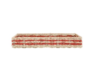 Set 2 tavi decorative, din iarba de mare, H7 cm, Damier Red - Img 2