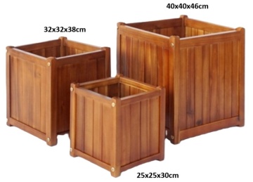 Set 3 suporturi pentru ghivece din lemn de acacia pentru exterior, finisaj natural, „Nature’s Edge” - Img 2