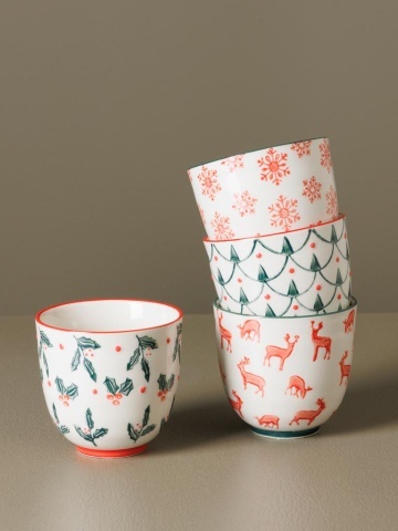 Set 4 cani din ceramica, cu motive de iarna, Givra - Img 2