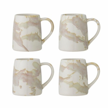 Set 4 căni din ceramică, multicolor, fond crem cu tonuri de roz prăfuit și maro deschis, glazură reactivă cu nuanțe unice, 10 x 9 cm, „Winnie” - Img 6
