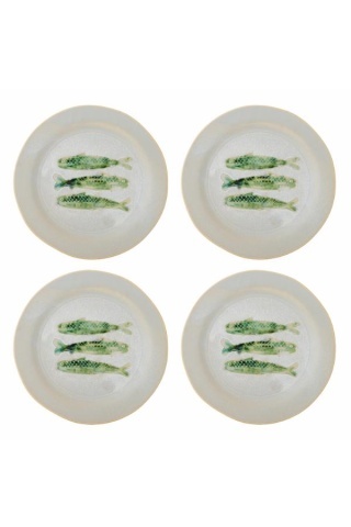 Set 4 farfurii din ceramică, design mediteraneean, Ø27, "Hadden"