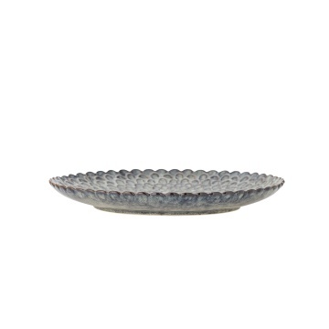 Set 4 farfurii din ceramică, gri, margine ondulată și model marin în relief, glazură reactivă, 3 x 26,5 cm, „Katrina” - Img 4