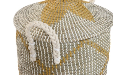 Set coșuri decorative pentru depozitare coral, din iarbă de mare și bumbac, 41×41×57 cm, „Coral" - Img 2