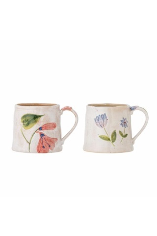 Set de 2 cani din ceramică lucrate manual, multicolor, Ø10cm, "Camilla"