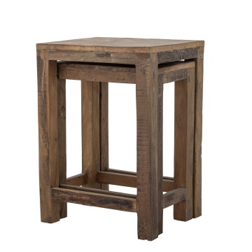 Set de 2 măsuțe laterale rustice din lemn reciclat maro, 26x40x50 cm și 36x40x57 cm, „Galen" - Img 2