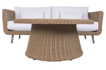 Set lounge exterior din rattan sintetic și structură din aluminiu cu canapea, 2 fotolii, masă și perne, finisaj natural, „Malibu” - Img 10