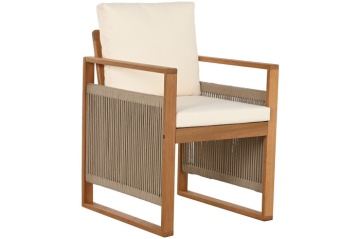Set mobilier de exterior masa dining si 8 scaune, din lemn de eucalipt și sfoară naturală, 230X100X75 cm - Img 4