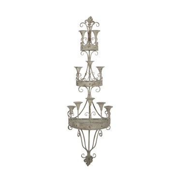 Sfesnic 10 lumanari, verde, din metal, aspect vintage, 44x21x144 cm