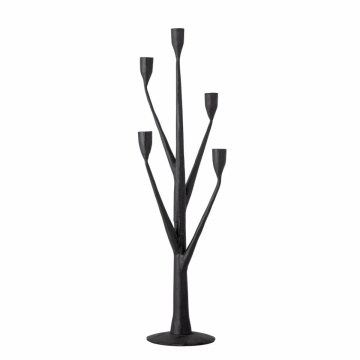 Sfeșnic cu 5 brațe din metal, negru, cu brațe ramificate, finisaj mat, 64 x 26 x 24 cm, „Abriz”